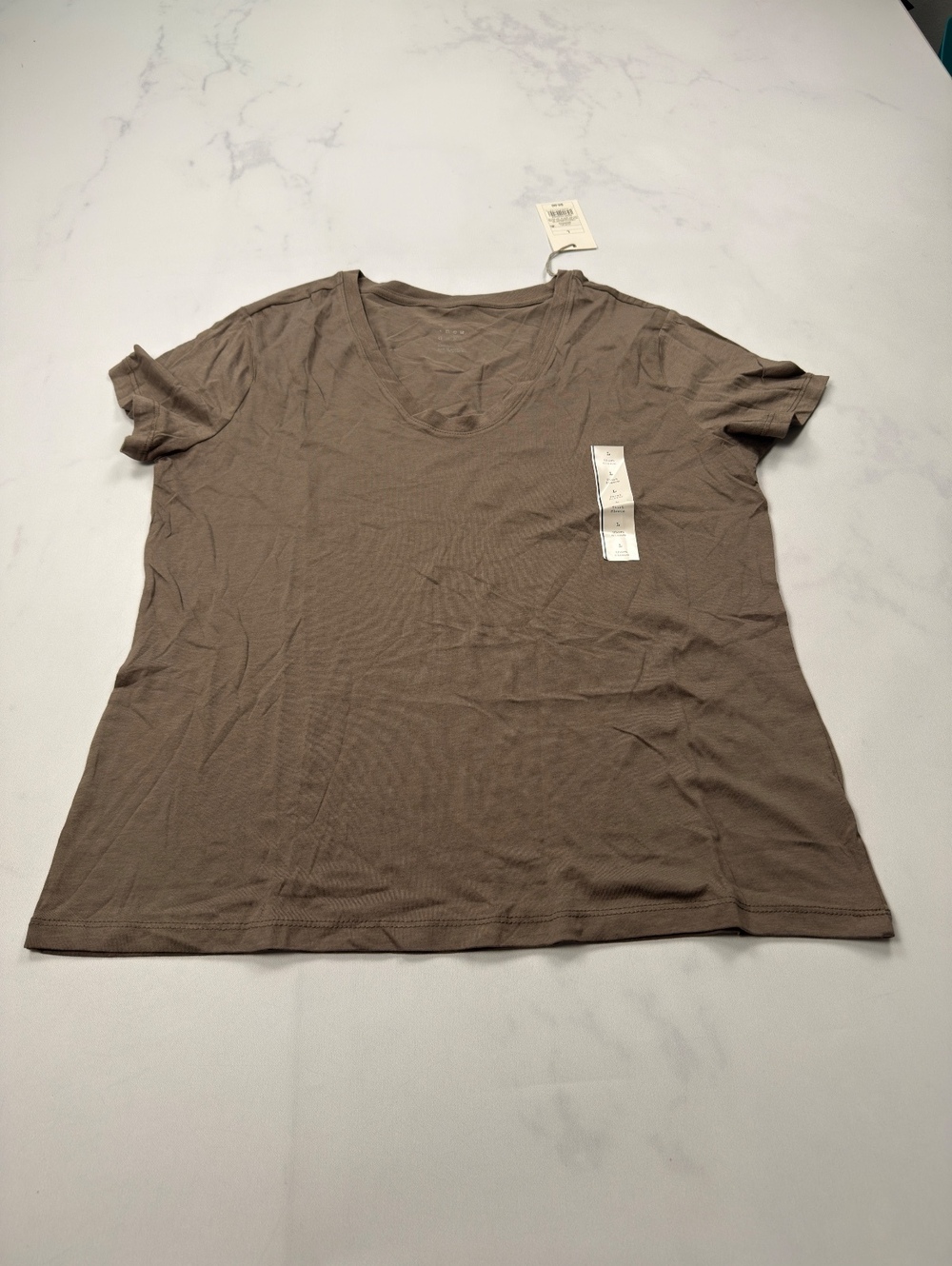 A New Day T-Shirt Brown Scoop Neck Short Sleeve - Womens L NWT